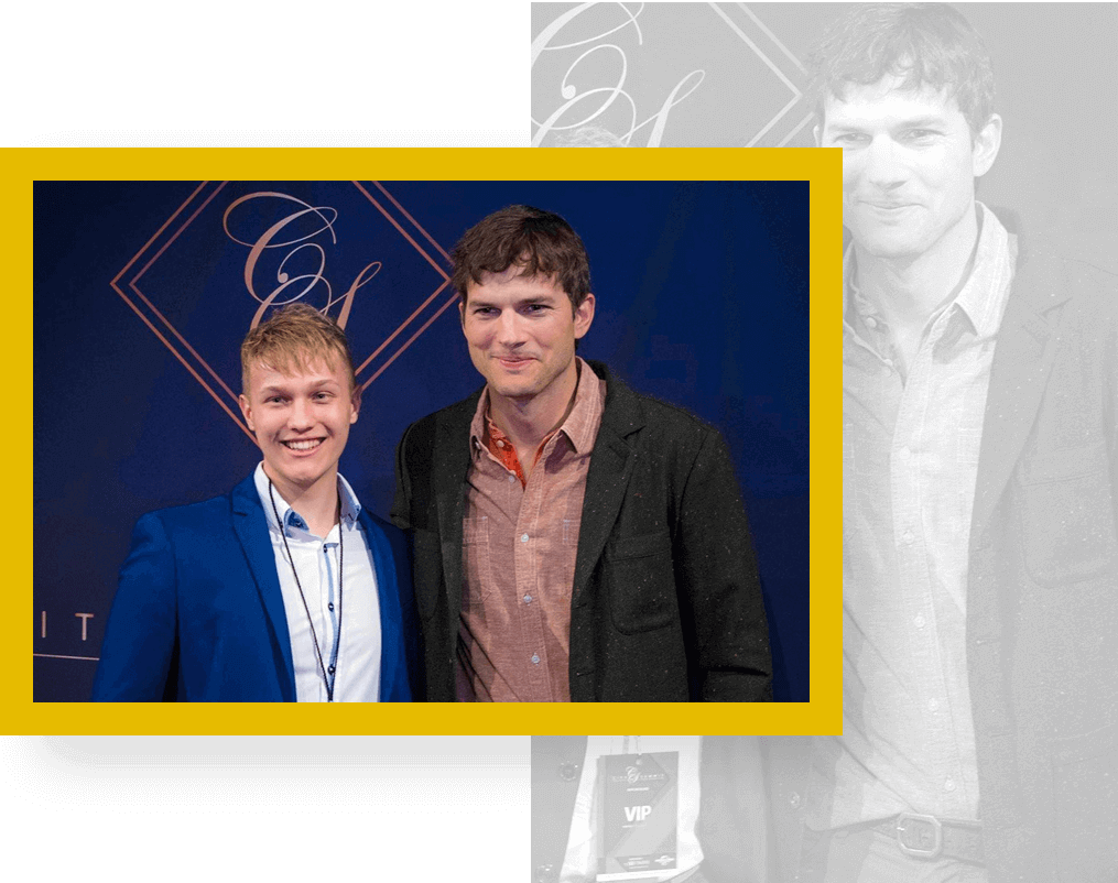 Peter Szabo with Ashton Kutcher